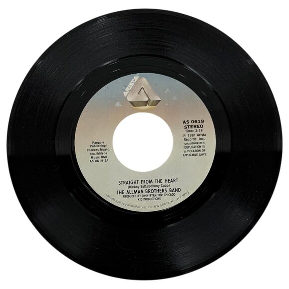 The Allman Brothers Band 45 RPM Vinyl Straight From The Heart Picture Sleeve 7” - Picture 4 of 7